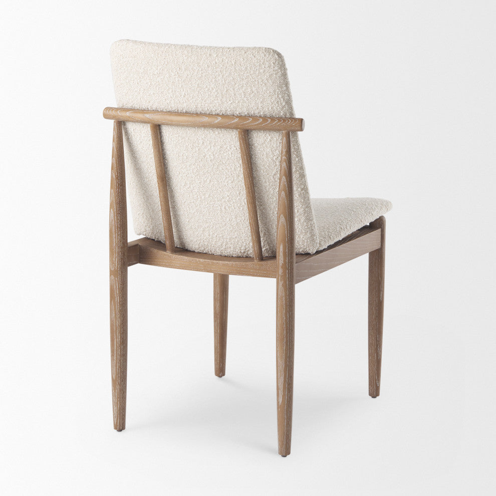 Cavett Cream Boucle Fabric With Medium Brown Wood Frame Dining Chair (Set of 2)