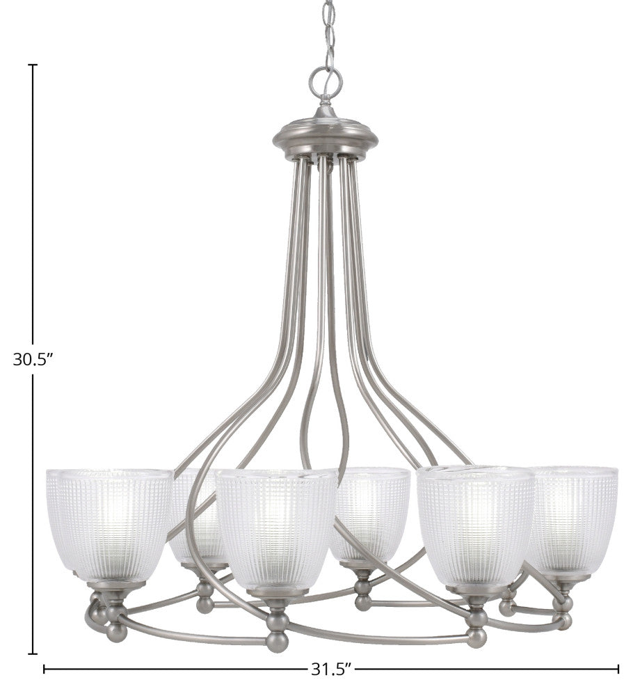 Capri 8-Light Chandelier, Brushed Nickel/Clear Ribbed