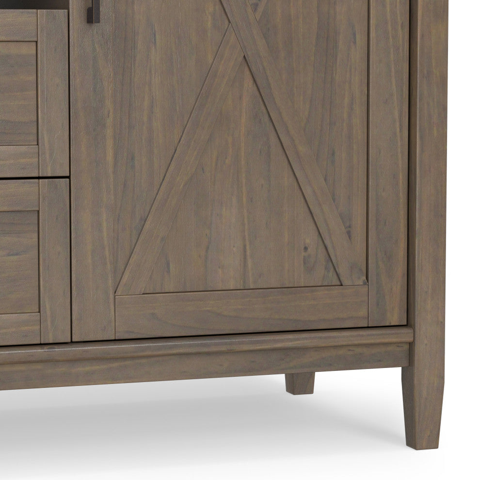 Ela Solid Wood Sideboard With Wine Storage, Smoky Brown