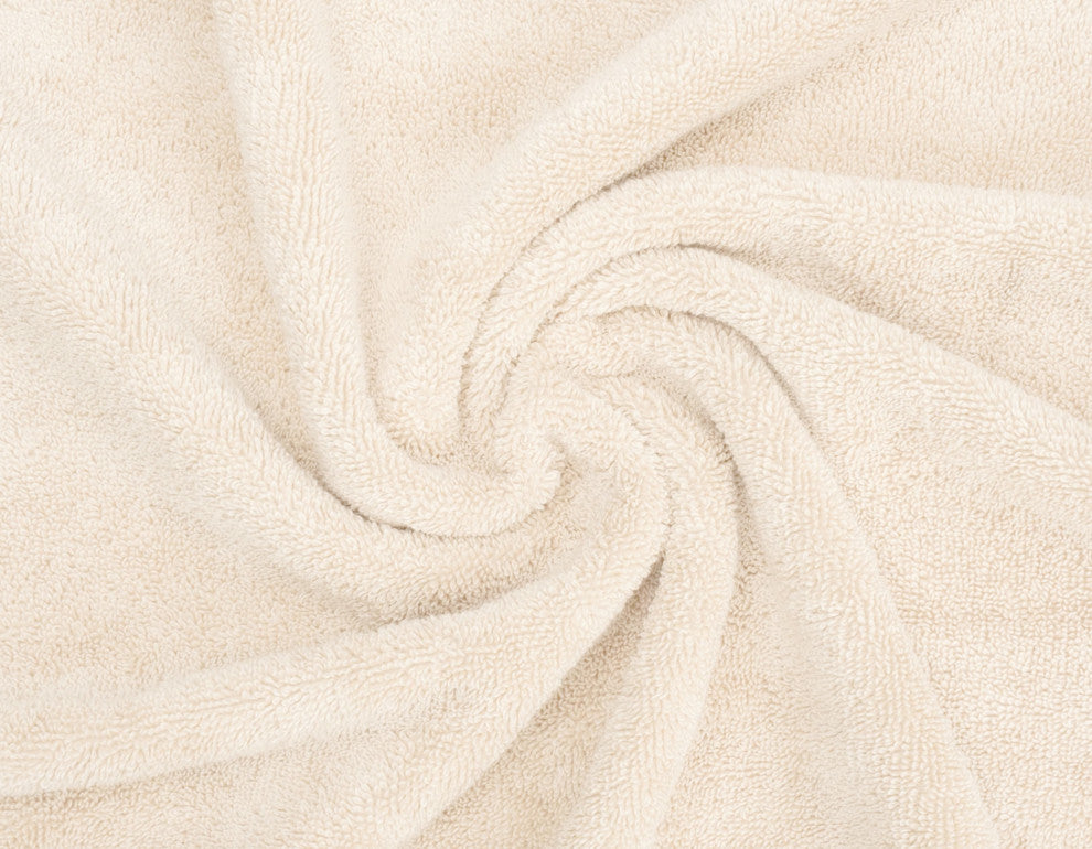 Delara 100% Organic Cotton Plush Wash Cloths, Set of 6, 13"x13", Ivory
