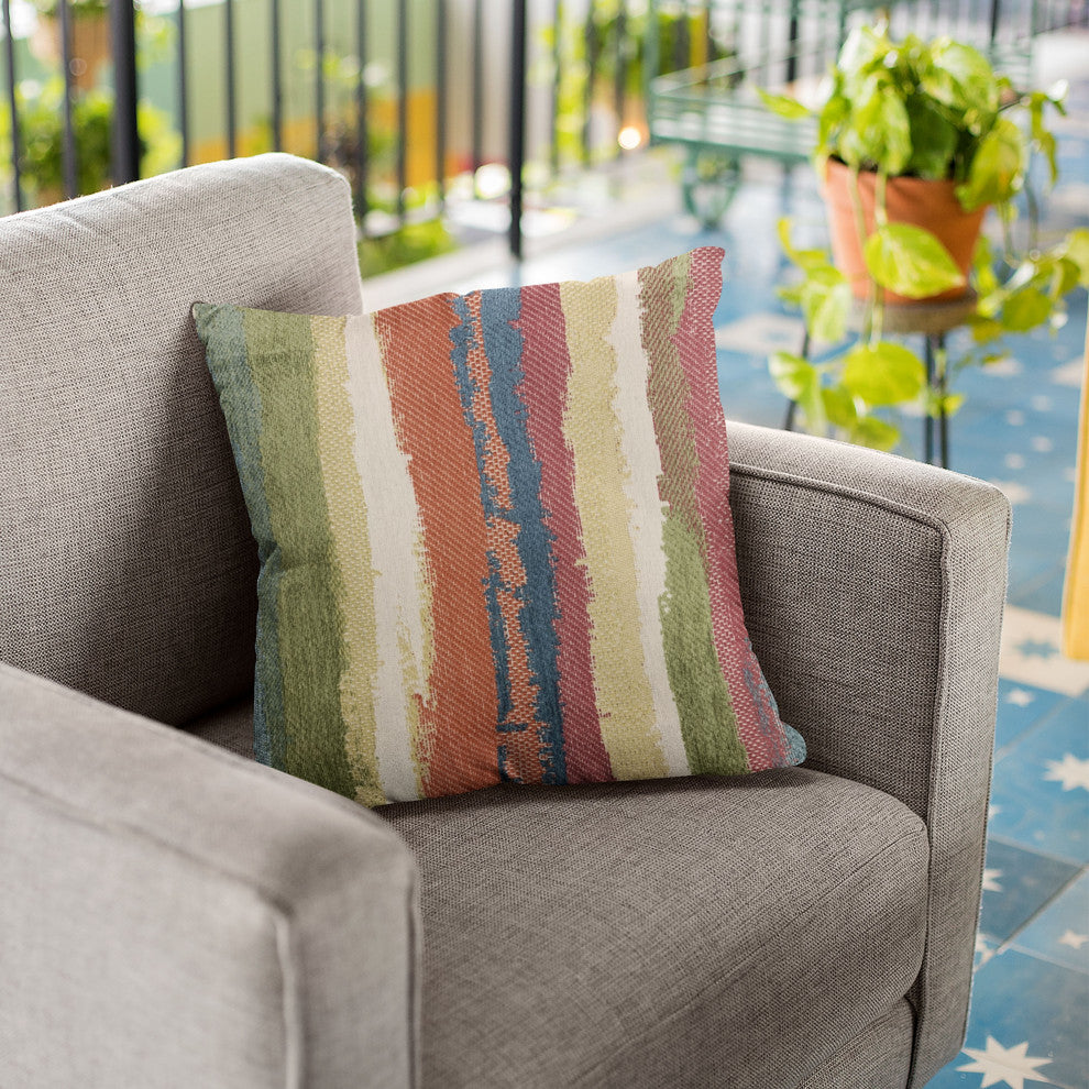 Plutus Multi-Color Cuba Stripe Luxury Throw Pillow, 26"x26"