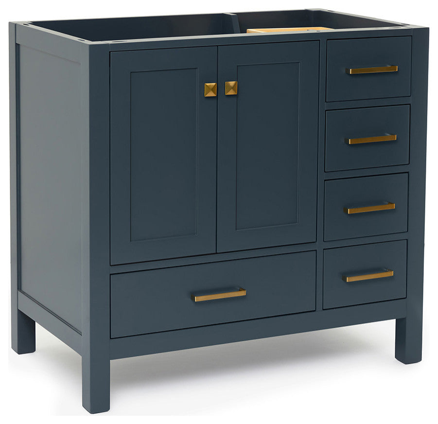 ARIEL Cambridge 36" Left Offset Single Sink Bathroom Vanity Base Midnight Blue