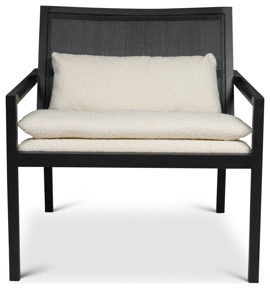 Modern Brazilian, Barra, Cane Lounge Chair, Black/Ivory