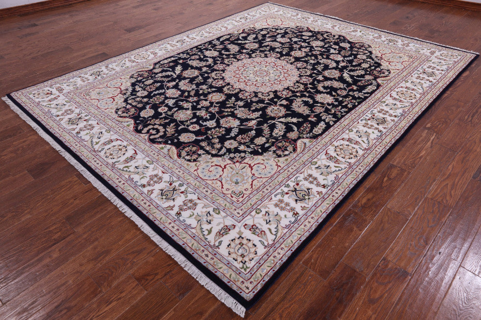 Handmade Wool & Silk Persian Nain Rug 8' 2" X 10' 5" - Q14722