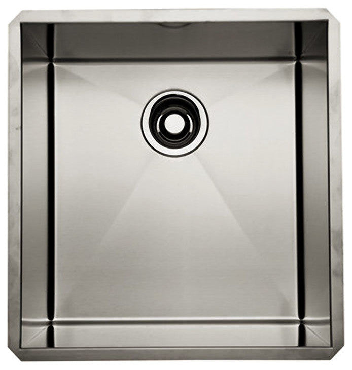 Rohl RSS1718SB Undermount 16 Gauge Kitchen Sink, Brushed Stainless Steel, 16"