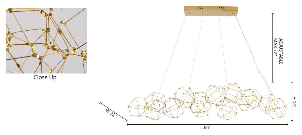 Bethel International BE33C66G 168-Light LED Chandelier, Gold