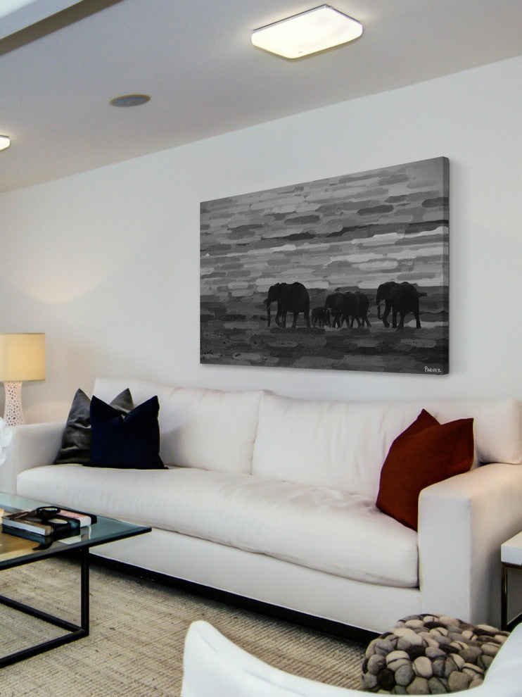 "Pachyderm Family" Print on Canvas, 24"x16"