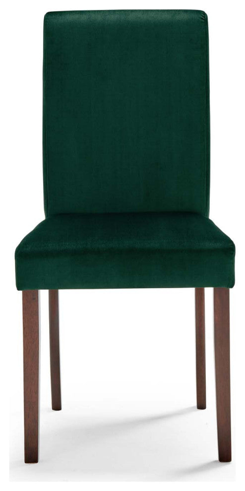 Side Dining Chair and Table Set, Velvet, Drak Brown Green, Modern, Cafe Bistro