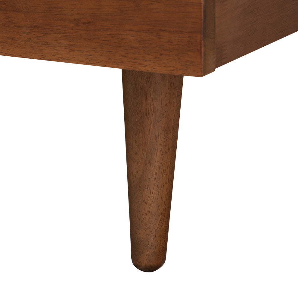 Graham Ash Walnut Wood Queen Size Platform Storage Bed with Built-In Nightstands