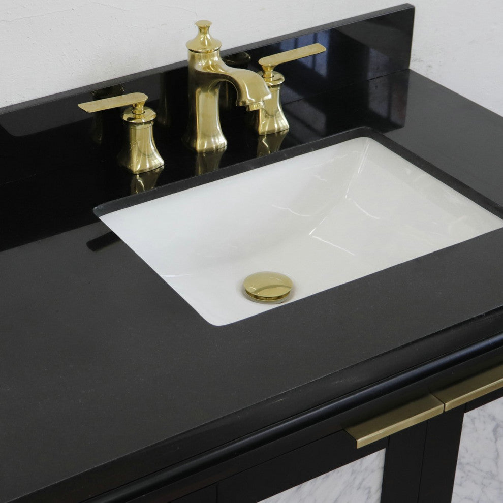 43" Single Vanity, Black Finish With Black Galaxy