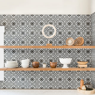 Berkeley Encaustic Ceramic Floor and Wall Tile, Black