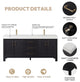 Leon Bath Vanity With Composite Stone Top, Fir Wood Black, 72", With Mirror