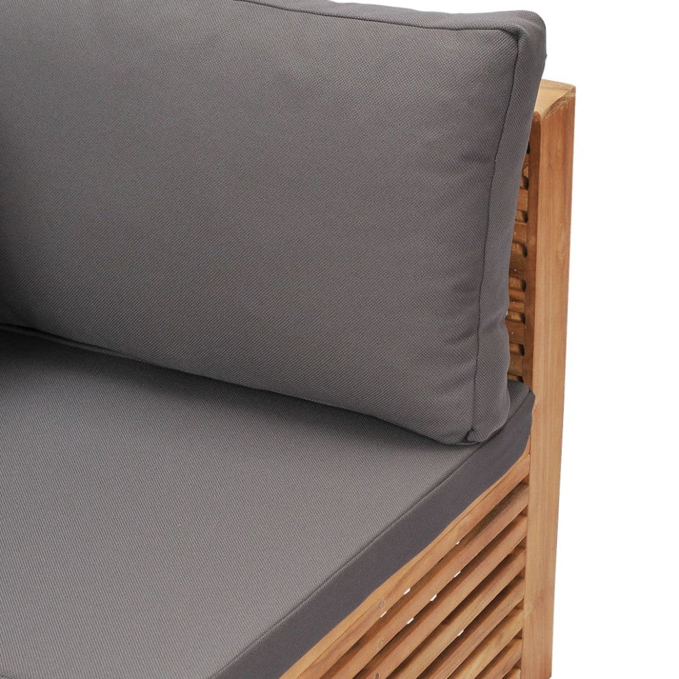 vidaXL Patio Corner Sofa With Gray Cushion Solid Teak Wood