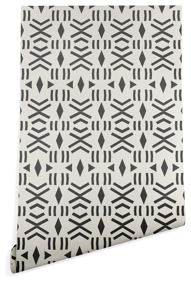 Deny Designs Holli Zollinger Geo Mudcloth Wallpaper, Black, 2'x10'