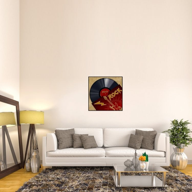 "Vinyl Club, Rock" Framed Canvas Giclee by Steven Hill, 31x31"