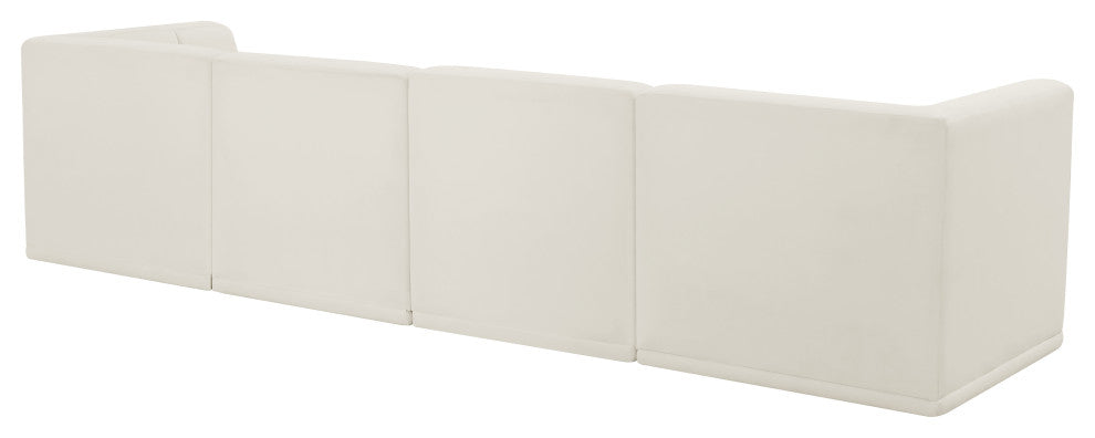 Relax Velvet Upholstered 4-Piece Modular Sofa, Cream