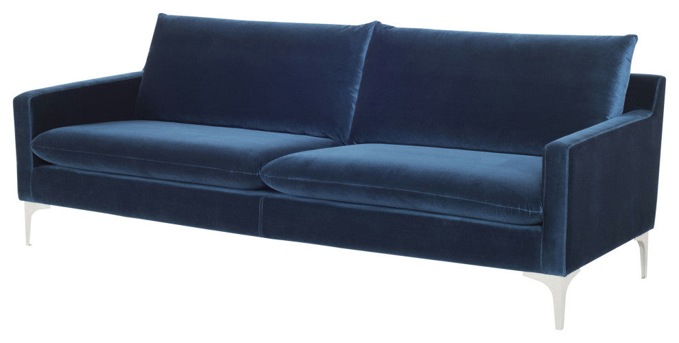 Anders Midnight Blue Fabric Triple Seat Sofa, HGSC376