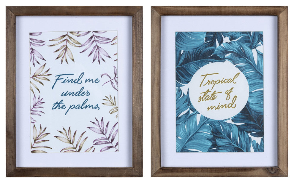 Set of Two Palm Themed Framed Wall Art