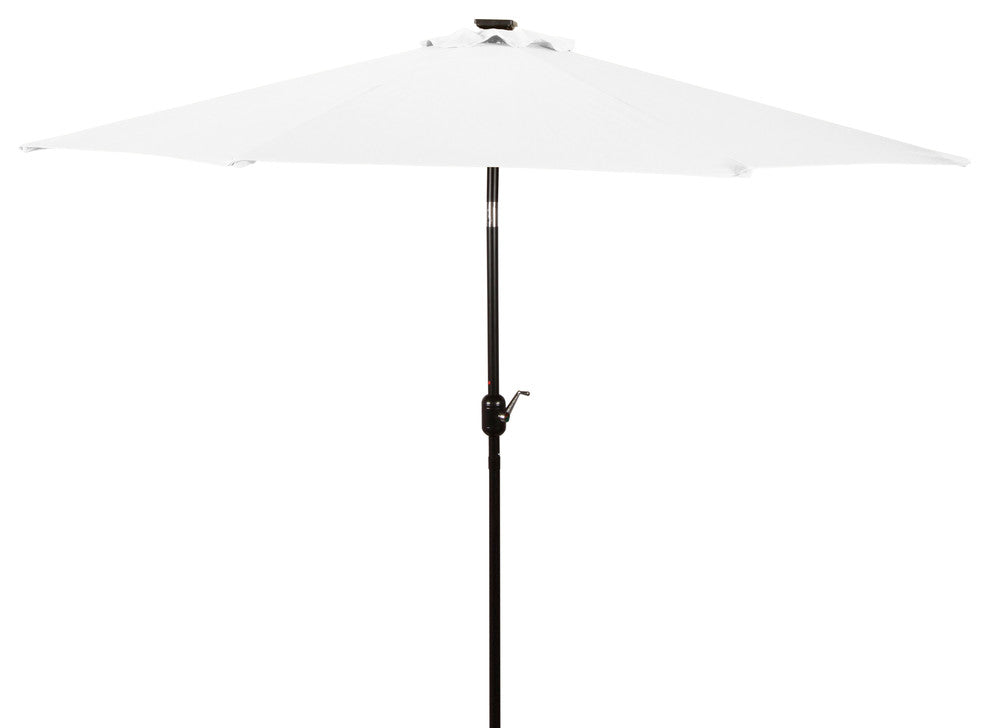 Deluxe Solar Powered LED Lighted Patio Umbrella, 9', White