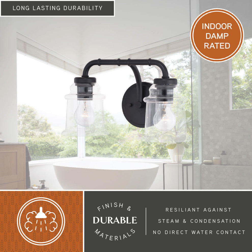 Toledo 2 Light Vanity Matte Black