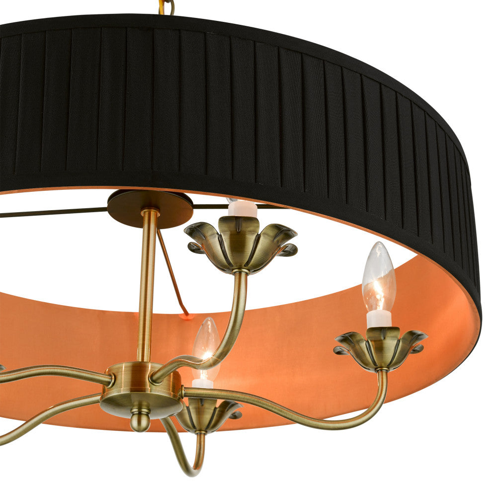 Livex Lighting 5 Light Antique Brass Pendant Chandelier