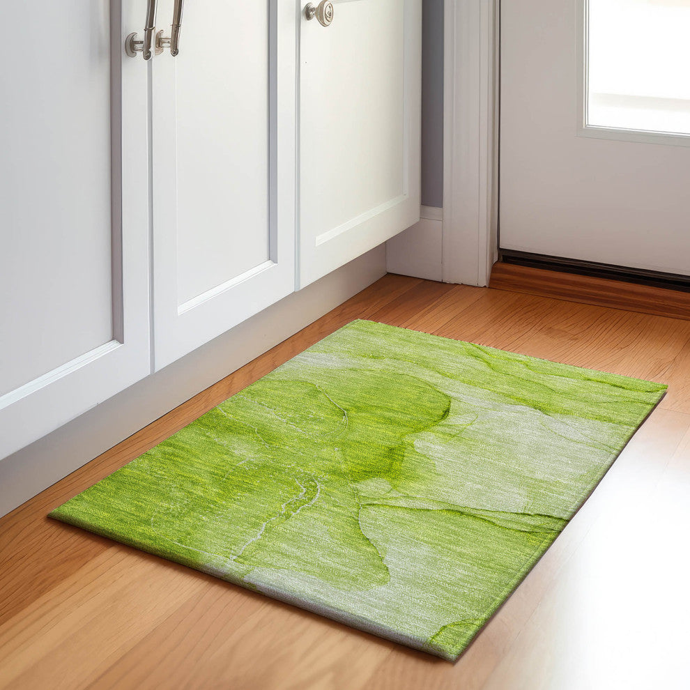 Premium Machine Washable Mayfield AMF507 Green 1'8" x 2'6" Rug