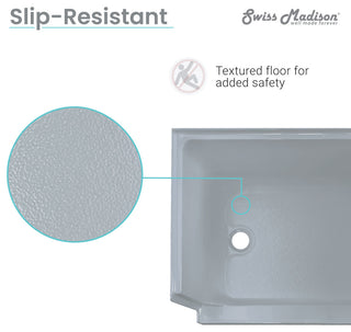 Aquatique 60"x32" Shower Base With Left Hand Drain, Gray