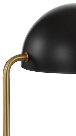Porter 13.5" Dome Lamp With Marble Base, Brass Gold and Black