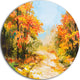 Path In Autumn Forest, Landscape Round Metal Wall Art, 11"