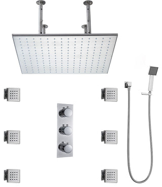 Juno 24"LED Rain Shower Head Thermostatic Shower Valve Set