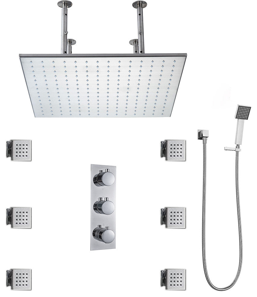 Juno 24"LED Rain Shower Head Thermostatic Shower Valve Set