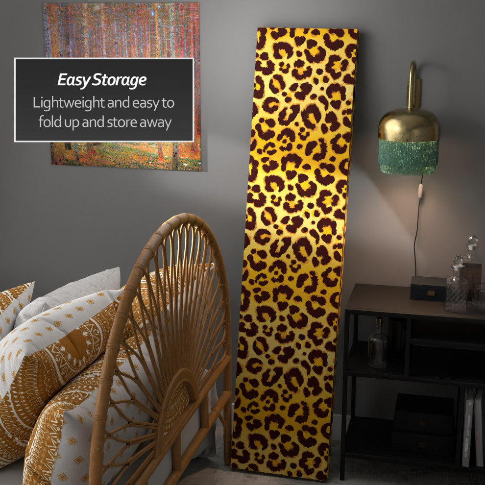 6' Tall Double Sided Leopard Print Canvas Room Divider