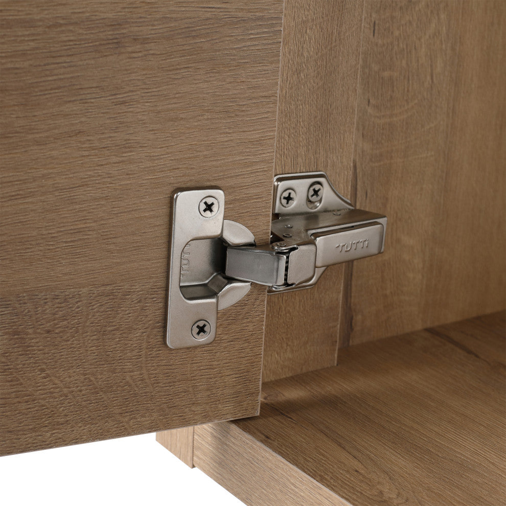 Bathroom Vanity With White Resin Top and Basin, Imitative Oak, 24x18