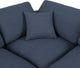 Comfy Upholstered U-Shaped Modular Sectional, Navy, 6-Piece: 4 Armless Chair, 2 Corner Chair, Linen Textured Fabric