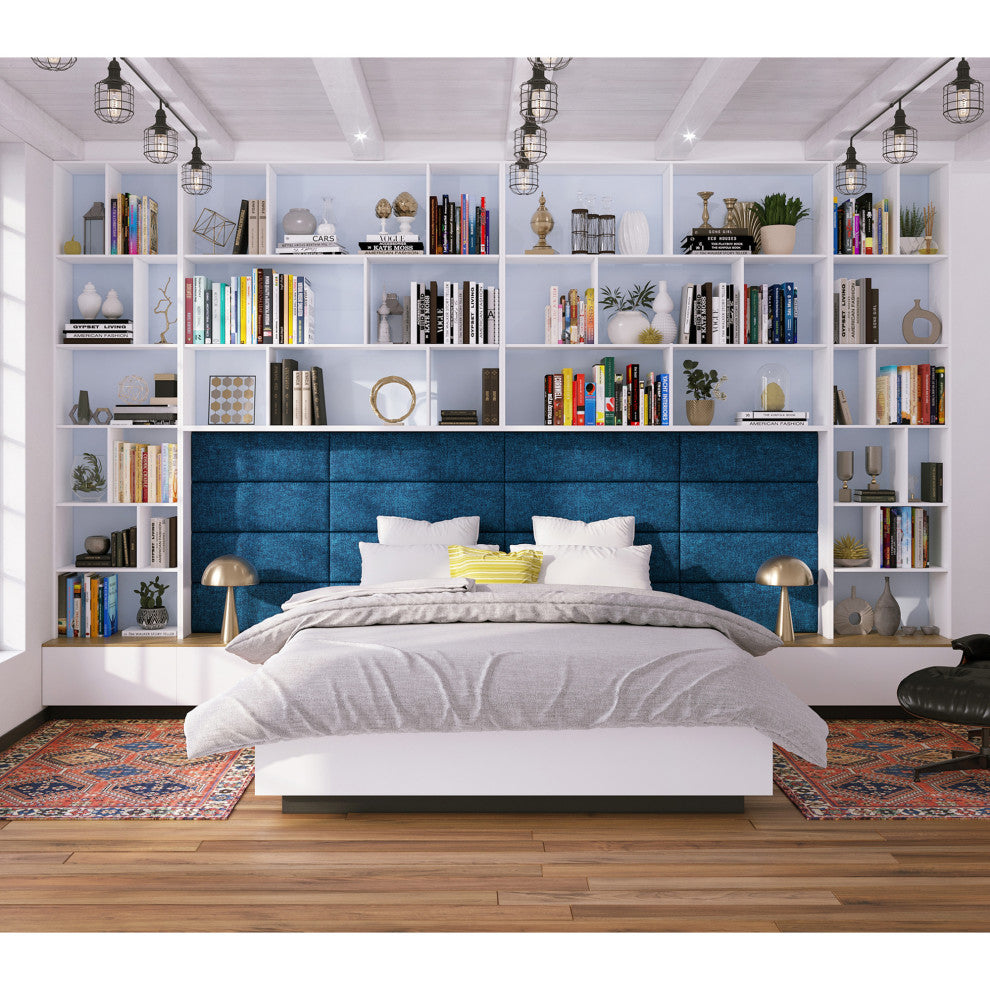 Jaxx Panelist Modern Padded Headboard, Set of 4 Panels, Queen, Surf Turquoise