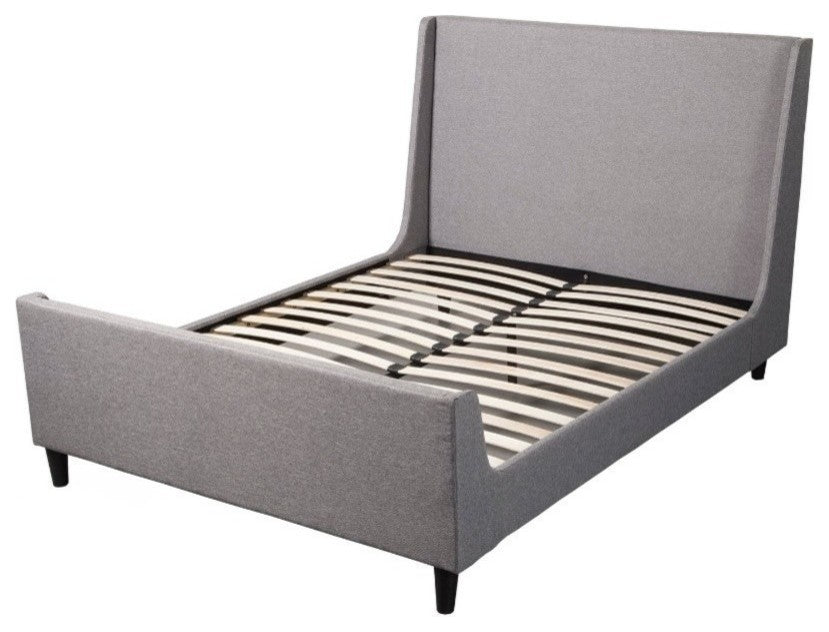 Poplar Wood Full Size Upholstered Bed In Gray