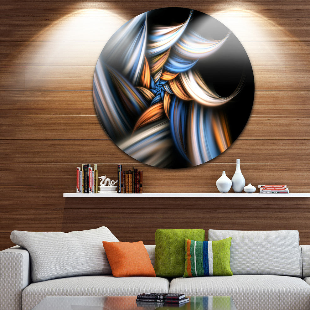Multi Color Fractal Floral Pattern In Black, Floral Disc Artwork, 23"