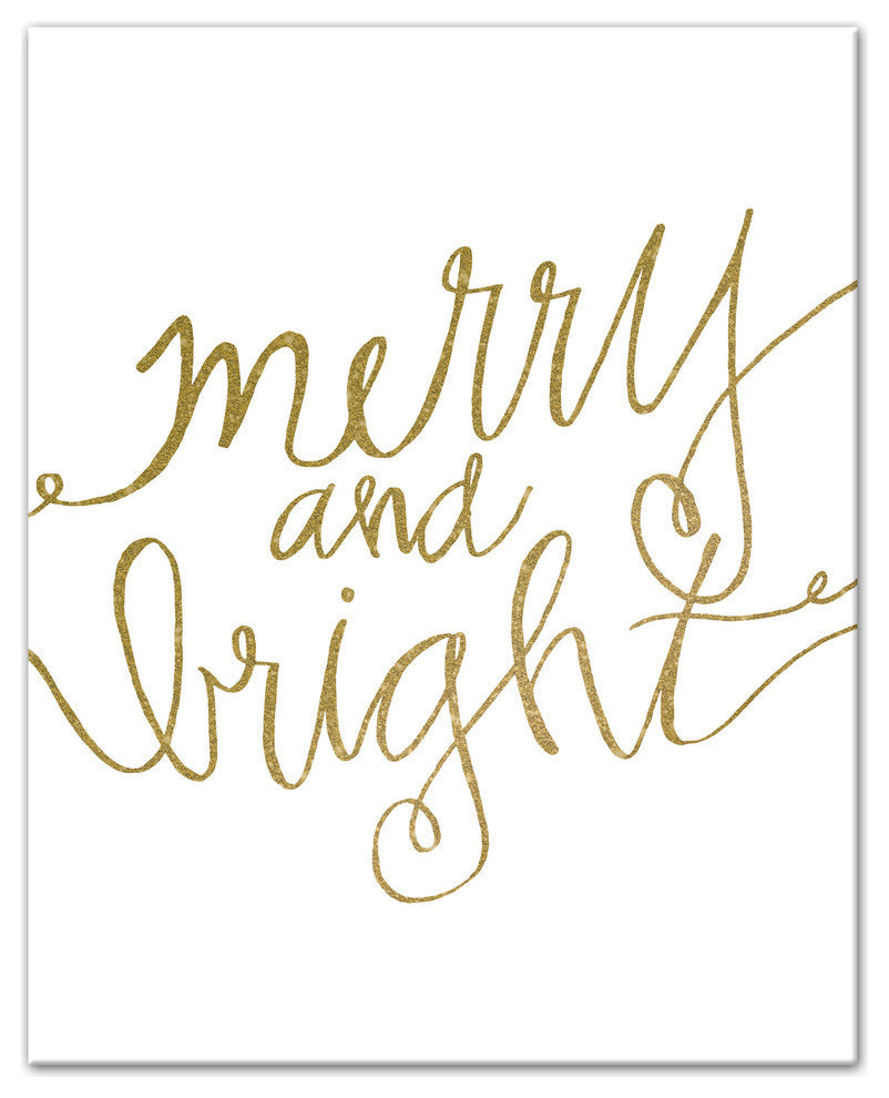 Gold Merry and Bright Canvas Wall Art, 24"x30", Unframed
