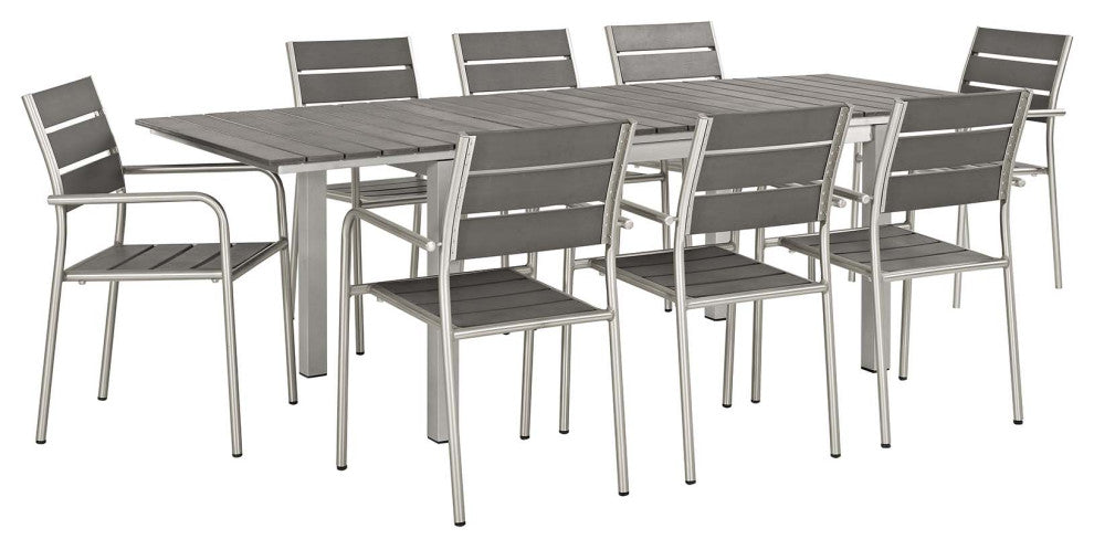 Shore 9-Piece Outdoor Patio Aluminum Outdoor Dining Set