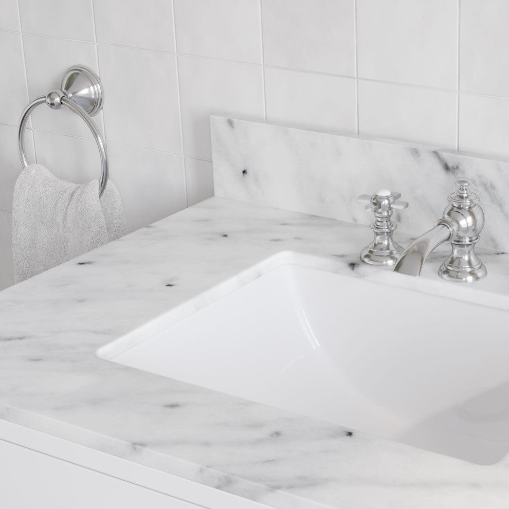 The Polaris Bathroom Vanity, Pure White, 30", Single Sink, Freestanding
