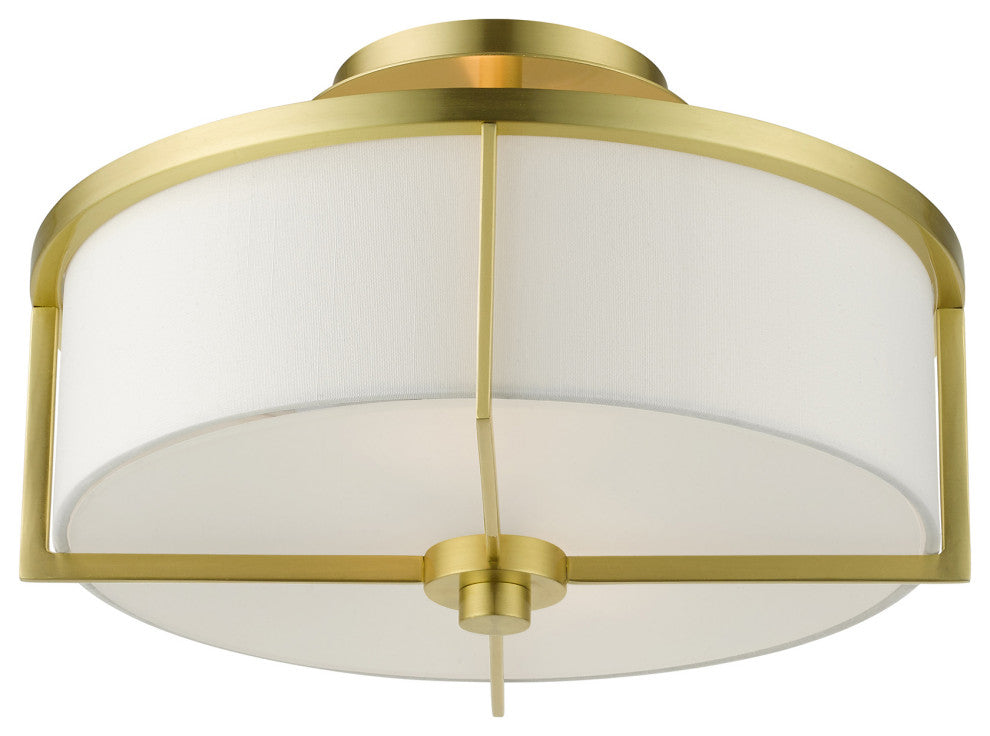 Satin Brass Contemporary, Nautical, Urban, Sophisticated Semi Flush