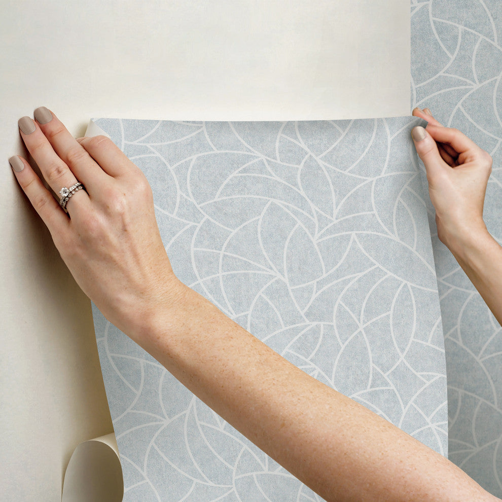 Frosty Blue Modern Crescent Moon Peel & Stick Wallpaper
