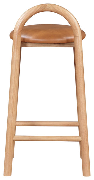 Meridian Furniture Calvin Vegan Leather Stool, Cognac, Natural Finish