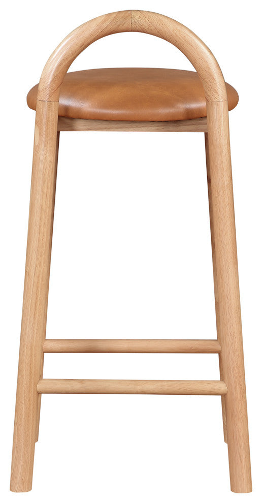 Meridian Furniture Calvin Vegan Leather Stool, Cognac, Natural Finish