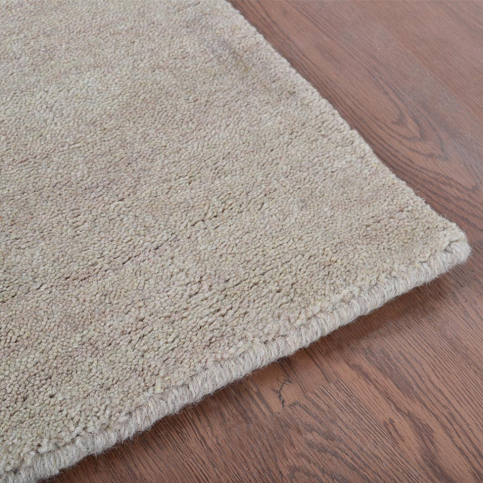 HAND KNOTTED LOOM WOOL ECO-FRIENDLY AREA RUGS - Rectangle, Beige, Solid