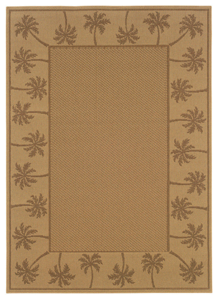 7' x 10' Beige Stain Resistant Indoor Outdoor Area Rug