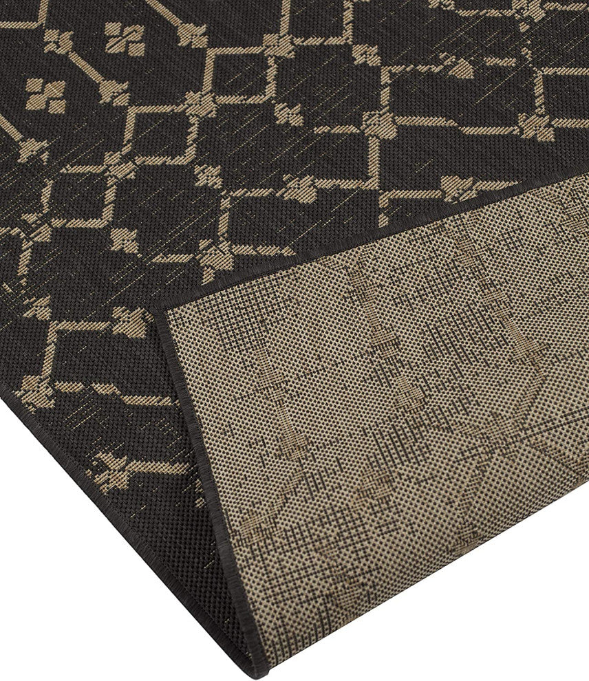 Outdoor Collection Geometric Area Rug - Bohemian Rug, Charcoal, 7'10"x10'