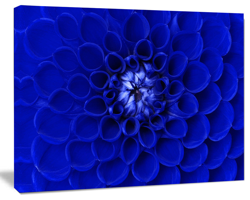 Abstract Blue Flower Design, Floral Canvas Art Print, 20"x12"