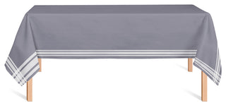 Striped Border Linen Dark Gray 58x102 Tablecloth