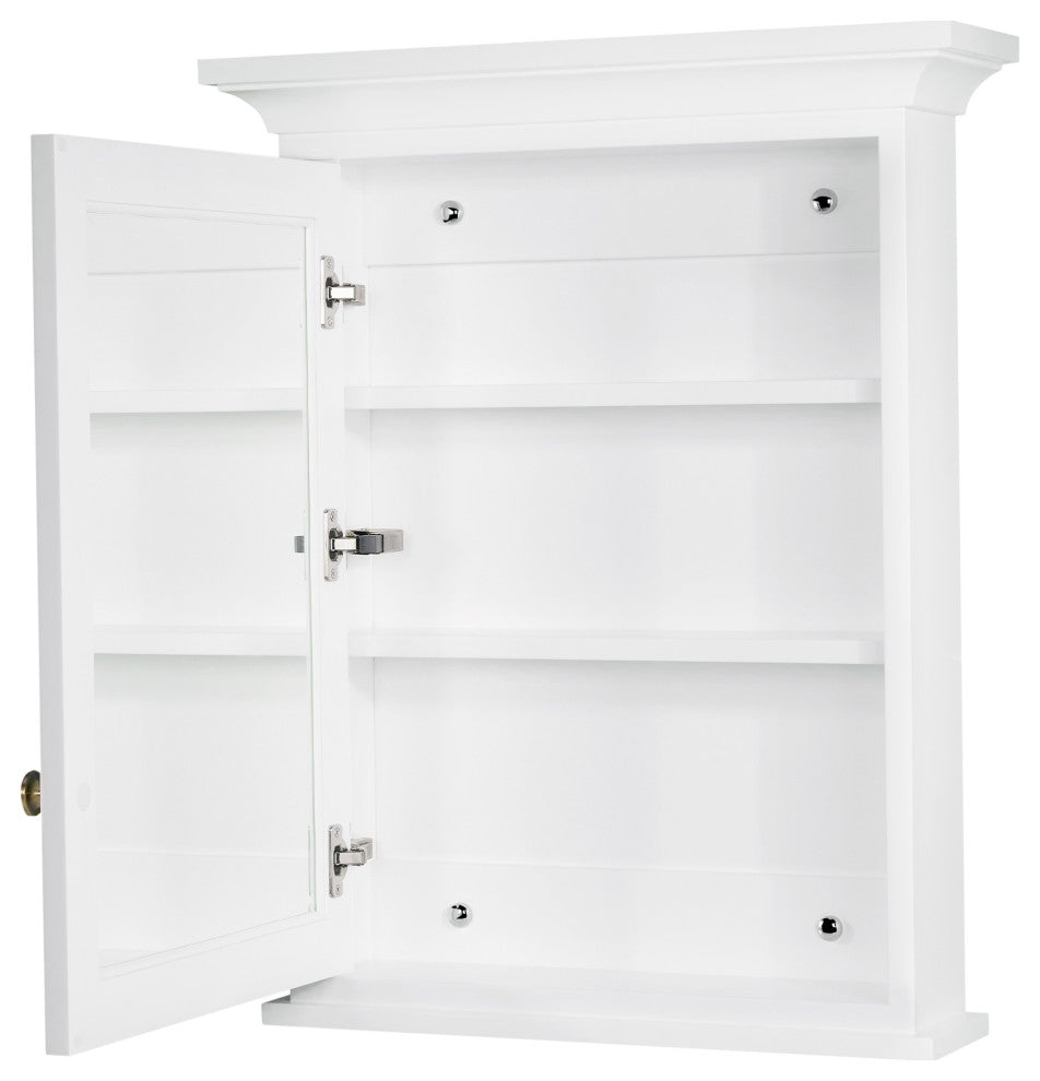 Handmade Solid Wood Medicine Cabinet with Ample Storage Space in White, 24"x30"